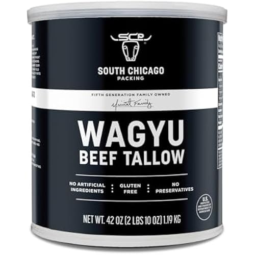 South Chicago Packing 100% Pure Wagyu Beef Tallow, 42 Ounces – Paleo & Keto Friendly Cooking Fat for Searing, Sautéing & Frying