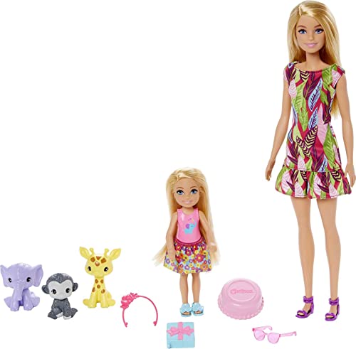Set de muñecas Barbie y Chelsea con 3 mascotas y accesorios miniatura 6