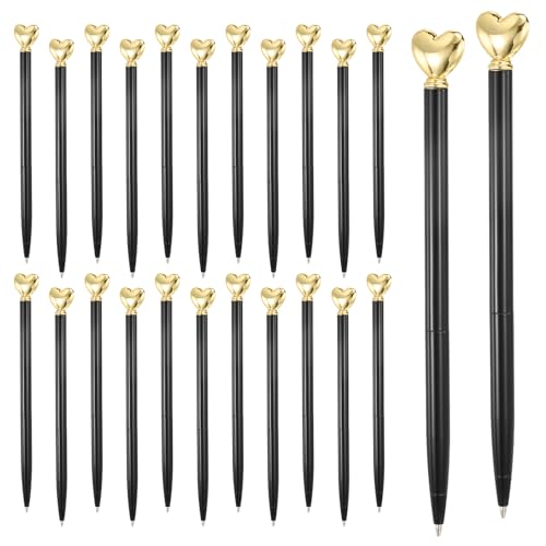 PATIKIL stylos cœur metal 24 pcs noir/or, 1,0mm encre noire