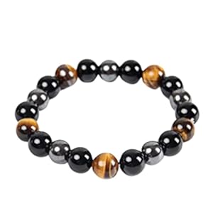 Mastyle® Black Gallstone Bracelet for Men 6/8/10mm Natural Stone Energy Beads Fitness and Anti-Fatigue Wellness Bracelet Stretch Elastic Wristband for Balance, Strength 4 41l8X8FPo1L. SL500 . SS300