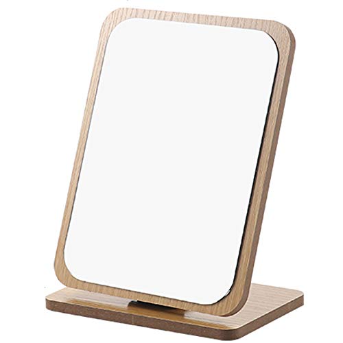 YHSW Miroir de Maquillage en Bois,Miroir Haute définition à Cadre en Bois de Bureau (18cm * 12.8cm * 7.8cm,22cm * 16cm * 10cm) Cover