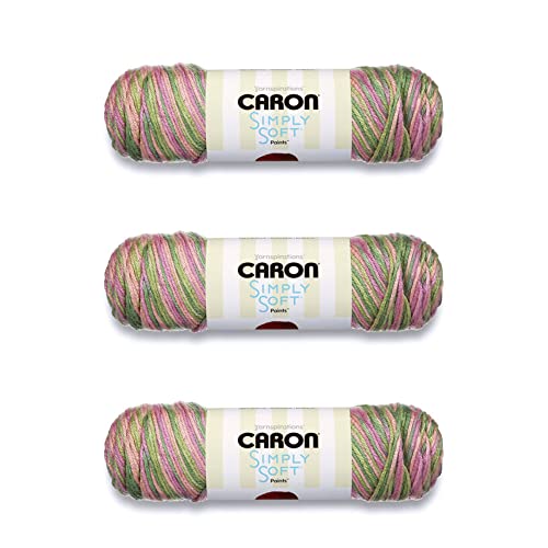 Image of Caron Simply Soft Rose Garden Paints Yarn - 3 Pack of 141g /5oz - Acrylic - 4 Medium (Worsted) - 235 Yards - Knitting /Crochet, Rose Garden Paints