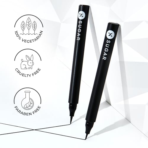 SUGAR Cosmetics Wingman Waterproof Microliner | Liquid Eyeliner | Flexi-Tip Applicator | Pen Eyeliner | Lasts Upto 12 Hrs | Smudgeproof & Transferproof | 1.6ml - 01 I'Ll Be Black - Image 6