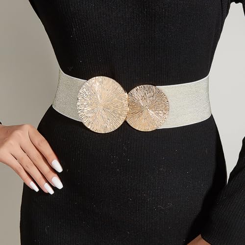 Elastic Waist Belt 6cm Wide Fashionable Buckle Decor Sash Adjustable Stretchy Belt for Women Dresses Jeans Trousers2