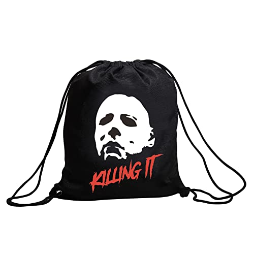 ZJXHPO Michael Halloween Myers Horror Movie Lover Gift Killing It Bolsa de maquillaje Bolsa de lona de terror, Mochila Killing, 23.5*17 cm