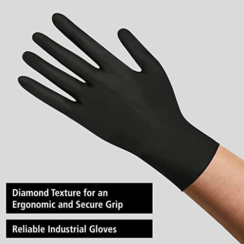 Industrade by Meditrade NITRIL StellarGrip Black Nitrile Industrial Gloves, Diamond Texture for Enhanced Grip - Image 4