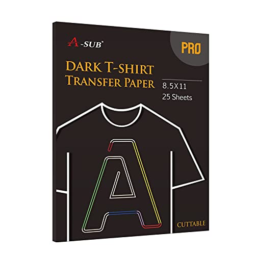 A-Sub Iron On Heat Transfer Paper 25 Sheets 8.5X11 Inches For Dark And Light Fabric, Wash Durable No Cracking T Shirts Transfer Paper For Diy Crafts(Cutting Machine Exclusive Version) #TOP22