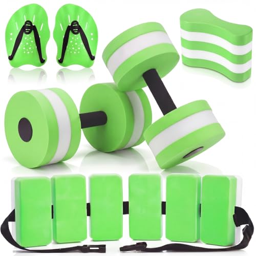 Sonwyoung 7 Pcs Water Aerobics Set, Aquatic Exercise Equipment,Green