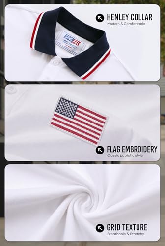 Camiseta polo patriótica para hombre de Arvilhill, con bandera estadounidense, manga corta, para golf y 4 de julio miniatura 6