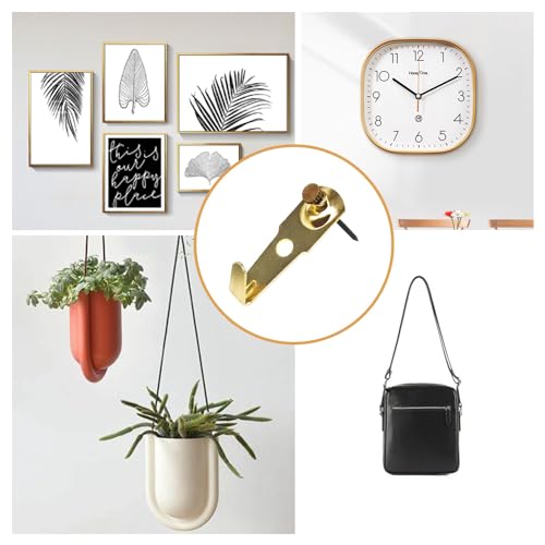 Image of 20PCS 30lbs Plaster Wall Picture Hangers Picture Hook with Nails for Hanging Pictures, Clock, Mirror, Painting Hooks Heavy Duty