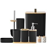 Vostolaiv Bathroom Set - 9PCS Black Bathroom Accessories Set Toilet Brush Holder Set Soap Dispenser Decorative Countertop Bathroom Accessory Set with Trash Can Bathroom Decor Set for Home, Restroom