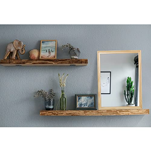 Aazzkang Rustic Mirrors For Wall Rectangle Wood Frame Mirror Farmhouse Bedroom Bathroom Decorative Mirror 16X12 Inch #TOP4
