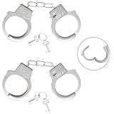 SSZYMAOYI 手錠 本物そっくり手錠 2個シルバー 警察 コスプレ コスチューム用小物 仮装 ハロウィン 舞台劇 演出 本物そっくり 安全装置 銀色 調整可能 おもしろ パーティ 宴会