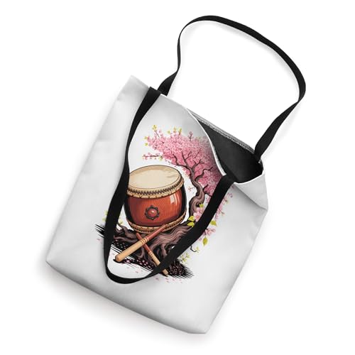 Bolso tote con tambor Taiko y árbol florido, instrumento musical japonés miniatura 2
