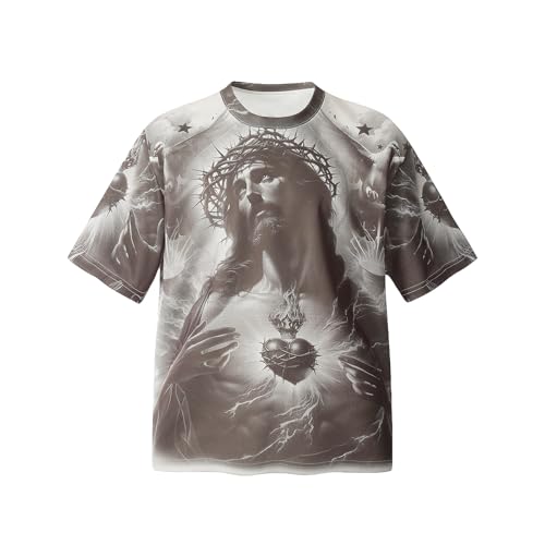 Chainsaw Man Unisex Vintage Saint Graphic Tshirts Hearts Print Short Sleeve T Shirts Summer Casual Tee Top