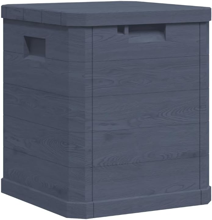 Eleganz Opbergdoos afsluitbaar met deksel: kussenbox in antraciet met 90 liter volume – balkonbox 42,5 x 44 x 50 cm (L x B x H), kunststof in houtlook