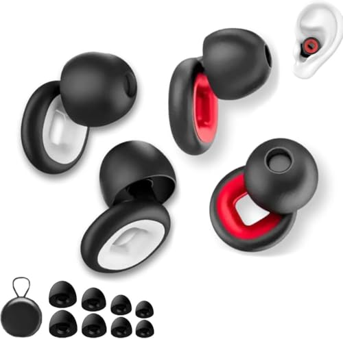 Keeplus Artevive Moto Earplugs - 27 Db, Ultra-Comfy Reusable Noise-Reducing Earplugs for Sleep, Focus (Mix, 1) - Red, White