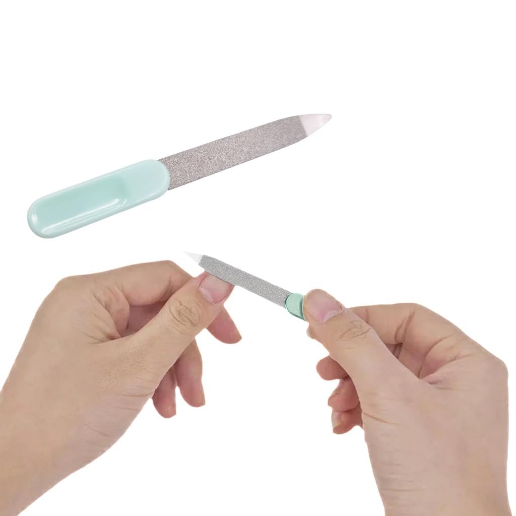 Stainless Steel Nail Files Professional Double-Sided Sandblasting Manicure Buffing Tool Set Pedicure Finger Toe Nail Light Blue
