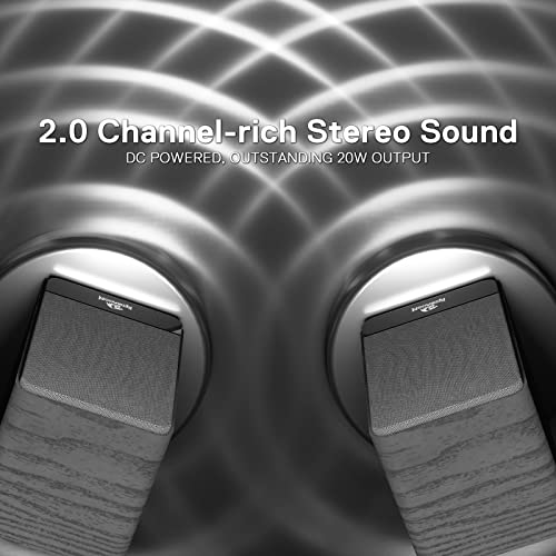 Redragon Gs813 Wireless Desktop Speakers, 2.0 Channel Bookshelf Speaker W/Powerful 20W Output, Bt 5.0/3.5Mm Aux Connection, Enhanced Bass/Treble Knob Control And Tf Card/Usb Flash Drive Supported #TOP3