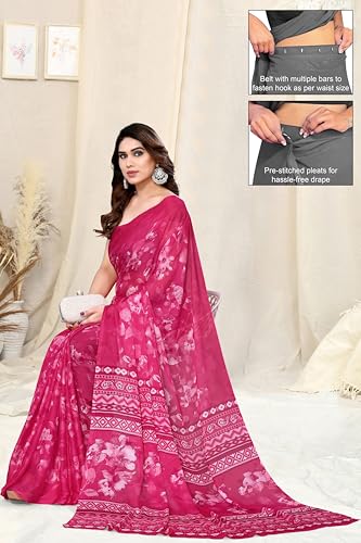 Image of MIRCHI FASHION Women's Ready to Wear 1 Minute Drape Chiffon Printed Saree with Blouse Piece