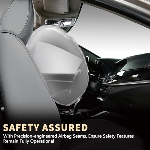 Image of FLORICH Car Seat Cover Full Set, Automotive Seat Covers, Luxury Waterproof Leather Car Seat Protectors, Car Seat Cushions Universal Fit for Most Sedans SUVs Trucks - Grey