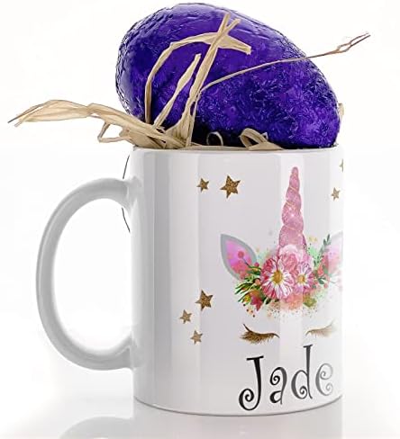 Personalised Mug and Milk Chocolate Easter Egg Gift Set, Custom Name (11oz) Happy Birthday Mug with Mother and Baby Highland Cow and Calf Design Print
