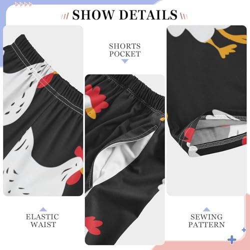 ZZXXB Cock Print Boys Long Pants Soft Trousers Elastic Waist Kids Lounge Bottoms with Pockets S-XL4