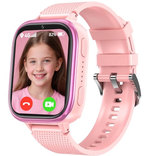 MOONKIDS 4G Orologio Smartwatch Bambini, Smartwatch con Sim, Fotocamera Torcia Sveglia Audiolibri, Orologio Intelligente per Ragazza e Ragazzo (Rosa)