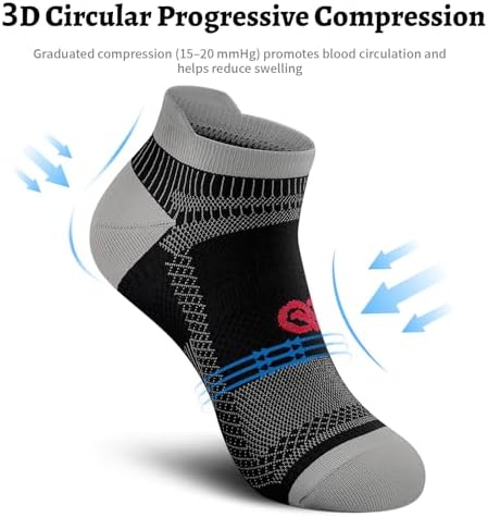PAPLUS Ankle Compression Socks Women and Men 2/4/6 Pairs, Low Cut Compression Running Socks Men with Ankle Support - 3