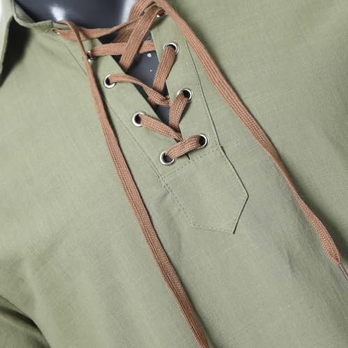 Camisa pirata de lino transpirable para hombre que busca un disfraz medieval cómodo 5