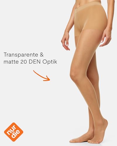 Nur Die Goodbye Laufmaschen 20 DEN Strumpfhose verhindert Laufmaschen transparente Fein-Strumpfhose matte Optik Damen, amber, L
