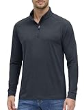 MAGCOMSEN 1/4 Zip Tops for Men UPF 50+ Long Sleeve Shirts Lightweight Sun Protection Shirt Golf Rash Guard Men Black,L