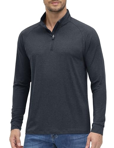 Image of MAGCOMSEN Men's Quarter Zip Pullover Long Sleeve Sweatshirts Fleece Lined Golf Pullover Thermal Gym Workout Tops