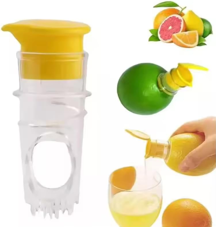 Exprimidor de limón, 2 unidades, extractor manual de jugo de lima transparente con tapa con filtro integrado, prensa portátil compacta de plástico naranja cítricos para cócteles, prensa de limón de 8