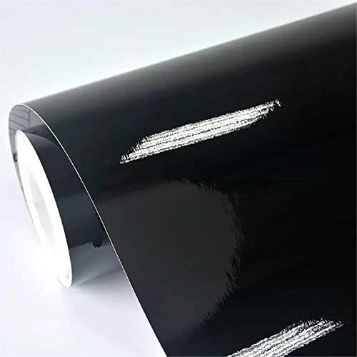 Image of WISDOM Glossy Black Vinyl Wrap Sheet for Car & Bike Self Adhesive Vinyl Wrap Sticker & Decal Roll Film for Auto Car Vehicle and Motorcycle (18x122 Inch, Black Glossy)