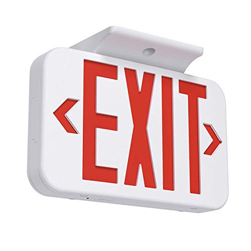 SASELUX Red Led Exit Sign Emergency Light with Double Sided and Battery Backup Exit Light, Contractor Select, AC 120/277V (1 Pack)