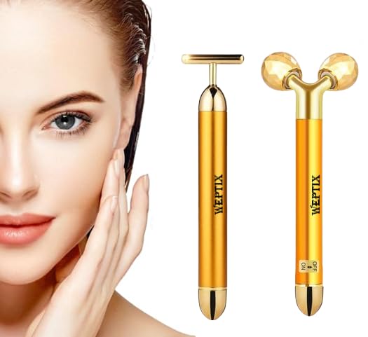 WEPTIX® 3D Manual Roller Face Body Massager With And Anti Aging 100% Natural Jade Stone Roller Msagger With Gua Sha Tools for Face and Body Massager- (Gold 3D+ T- shap Box) (B0DCTXJWMM) Amazon Price History, Amazon Price Tracker