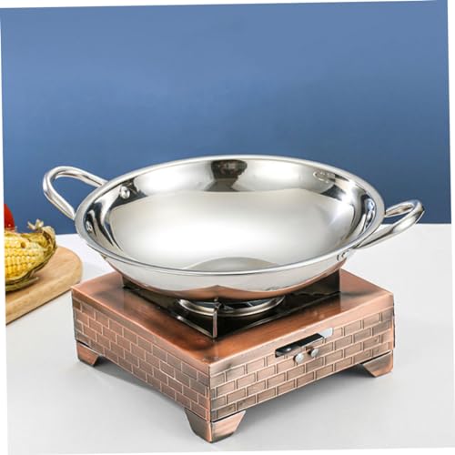 Wok de acero inoxidable con fondo redondo y doble mango miniatura 6