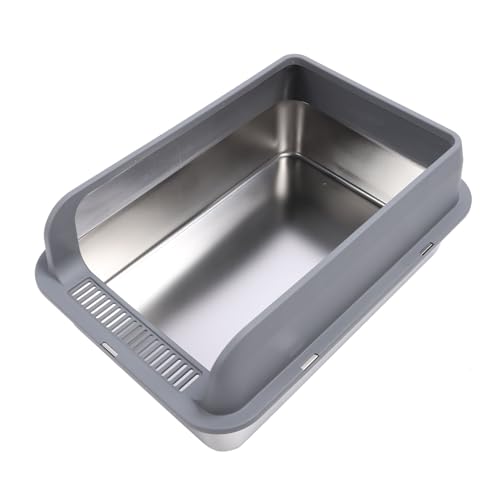 Arenero para gatos de acero inoxidable extra grande con tapa miniatura 4