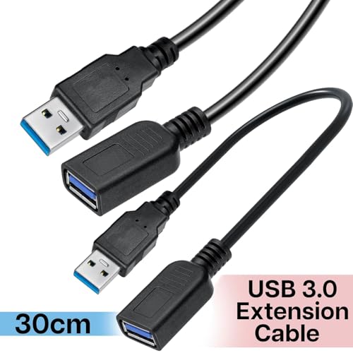 Image of ikis 30cm USB 3.0 Extension Cable Extender SuperSpeed 5 Gbps USB 3.0 Type A Male to USB A Female Extension Cord for Printer, Mouse, Pen Drive 30cm
