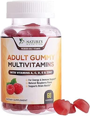 Adult Multivitamin Gummies with Vitamin C, D3 and Zinc for Immune Health Support - Natural Complete Daily Gummy Vitamin Supplement - Vegetarian Multi Vitamins for Men and Women - 60 Gummies