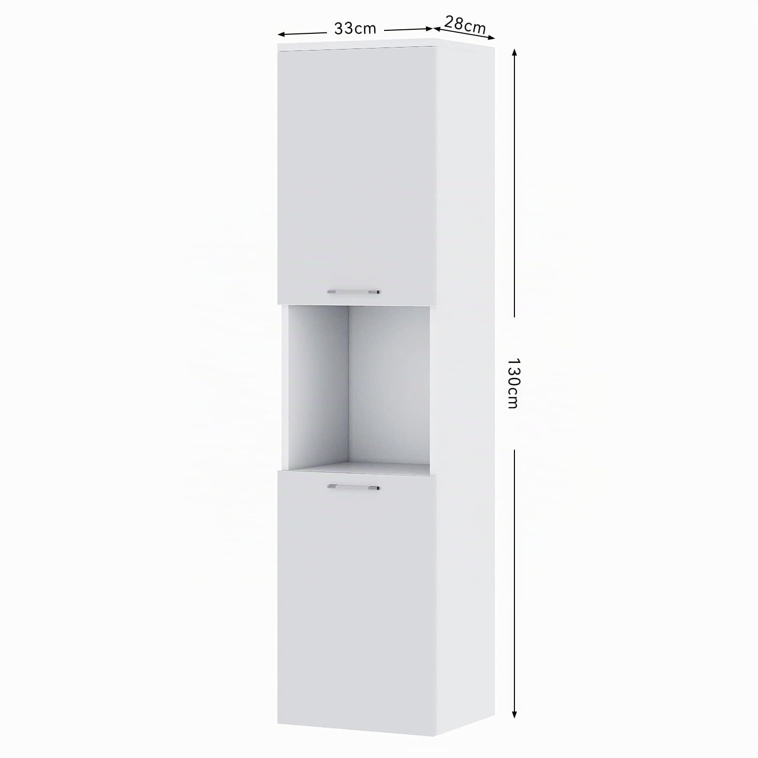 SONNI Badezimmerschrank Hochschrank, Badschrank schmal, Hochglanz Weiß 30cm