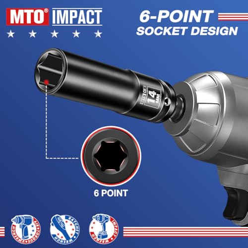 Image of MTO 1 /2 inch Drive 14mm Deep Impact Socket, 6-Point Metric Socket for Automotive Maintaince, CR-V Steel Meets ANSI Standards