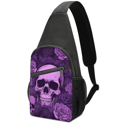 Morrales tipo bandolera con diseño calaveras y rosas blanco miniatura 1