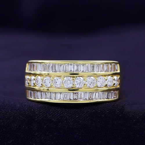1 Carat Lab Grown Diamond Wedding Bands Ring For Women & Men, 3 Row Half Eternity Stackable Promise Ring In 14K Gold Over Sterling Silver Jewelry Gifts3