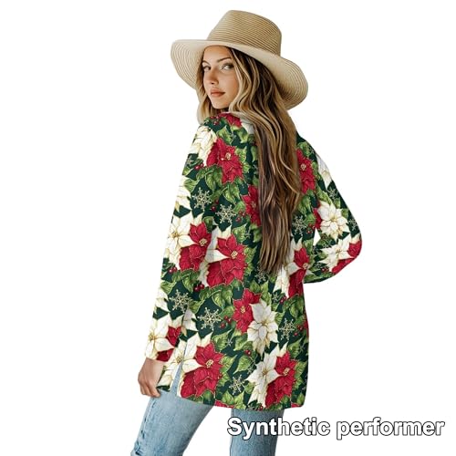 Image of Fall Maple Leaf Cardigan Sweaters for Women Long Sleeve Cardigan Soft Drape Open Front Dusters V-Neck Jackets Dressy