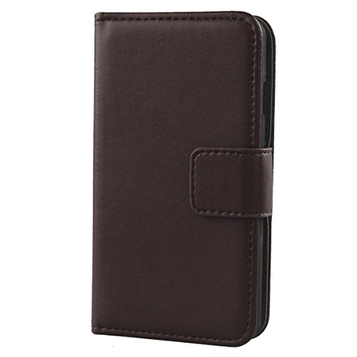 Gukas Design Veritable Cuir Etui pour Archos 59 Titanium Housse Coque Premium Case Cover Flip Protecteur Portefeuille Genuine Leather Wallet (Marron Fonce)