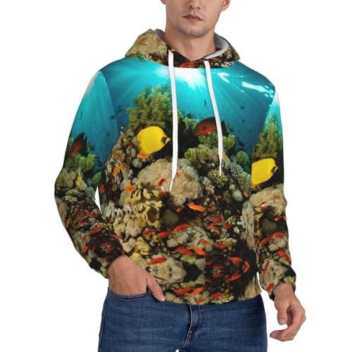 Sweat à capuche épais homme imprimé poisson contre le froid hivernal