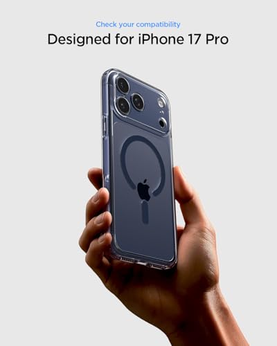 Image of Spigen Ultra Hybrid MagFit Back Cover Case for iPhone 17 Pro, Clear Transparent, MagSafe Compatible - PC+TPU | Clear Deep Blue