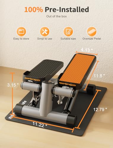 Image of SPORTSROYALS Stair Stepper,Twist /Mini Stepper for Exercise at Home,Step Machine with Resistance Bands for Full Body Workout, 350lbs+ Capacity